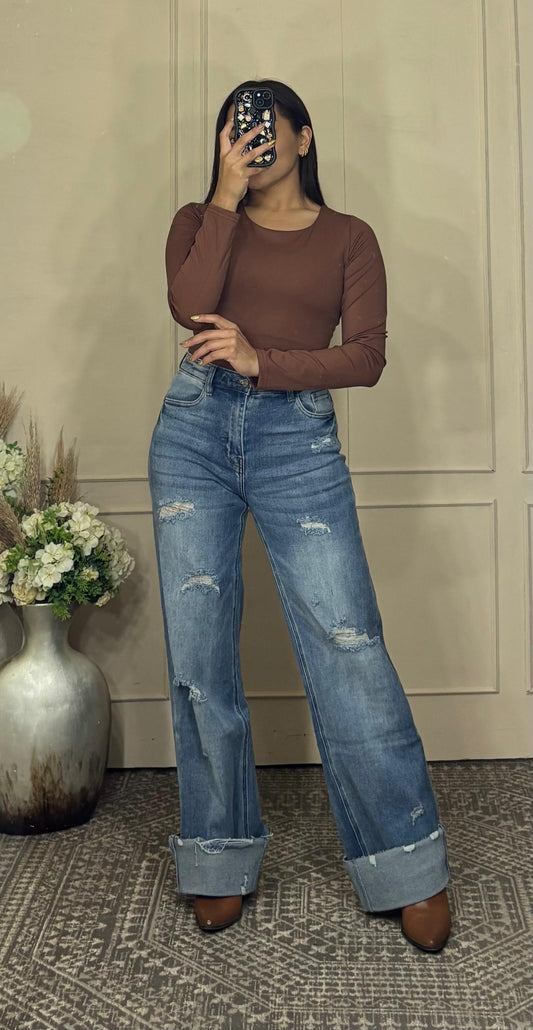 Pantalón de mezclilla premium stretch roto