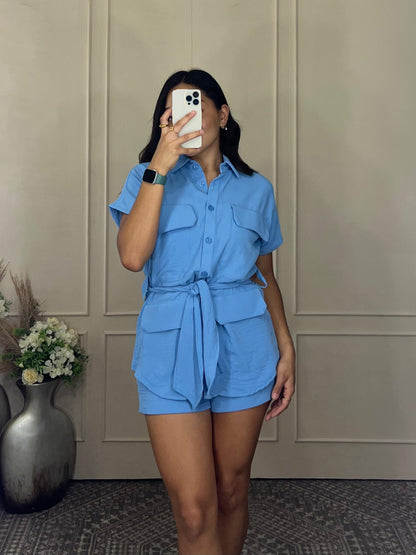 Conjunto short y blusa cinto