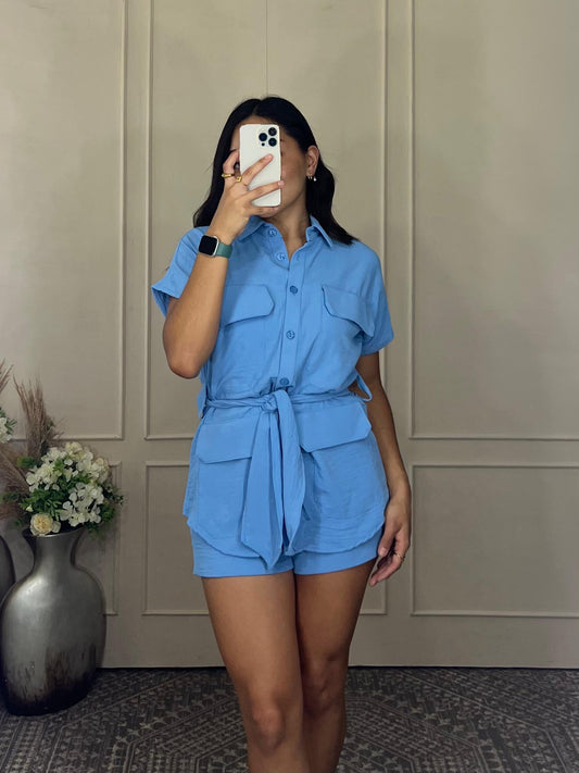 Conjunto short y blusa cinto