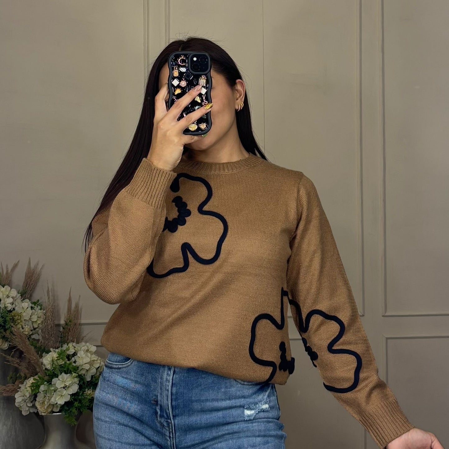 Suéter listón flores