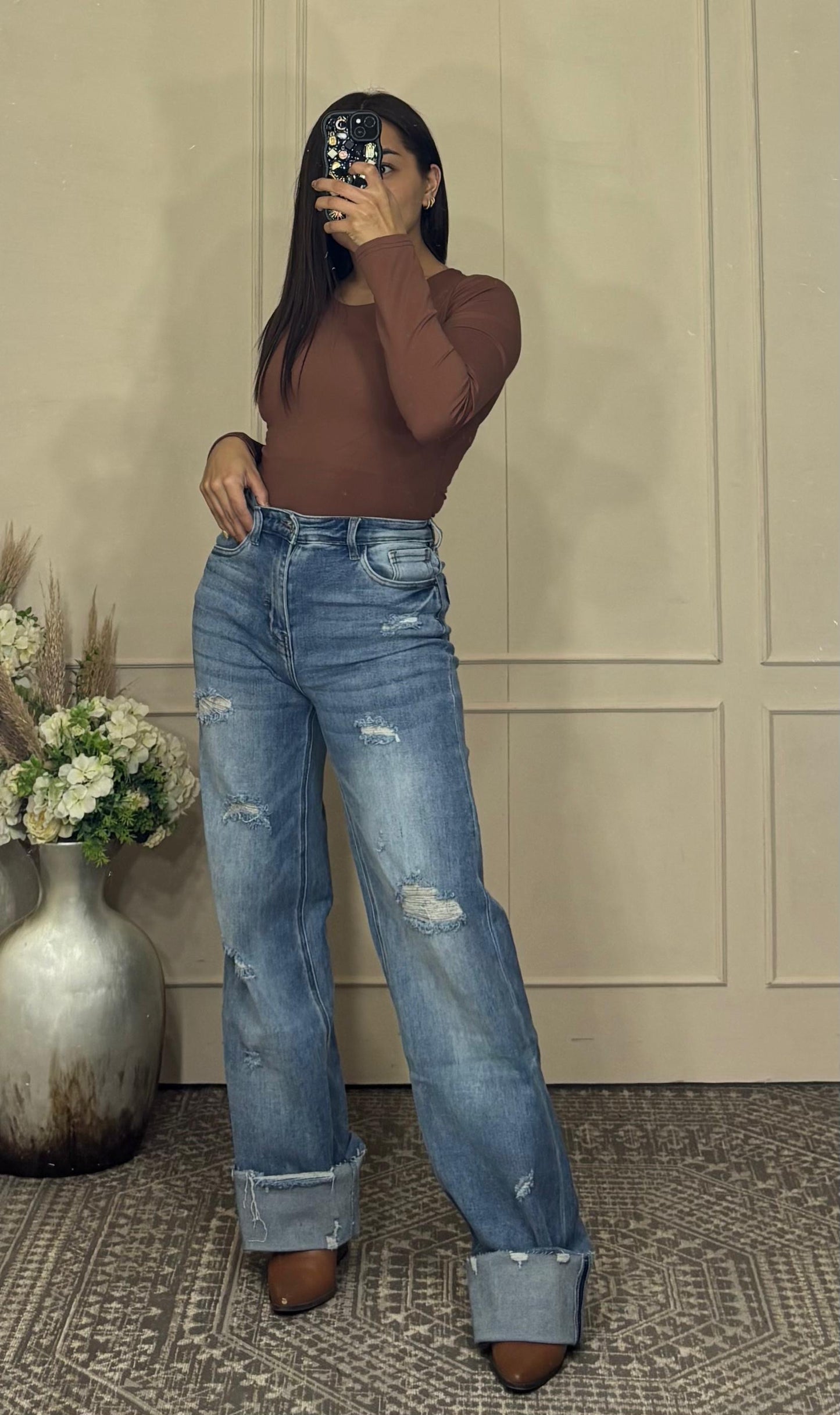 Pantalón de mezclilla premium stretch roto