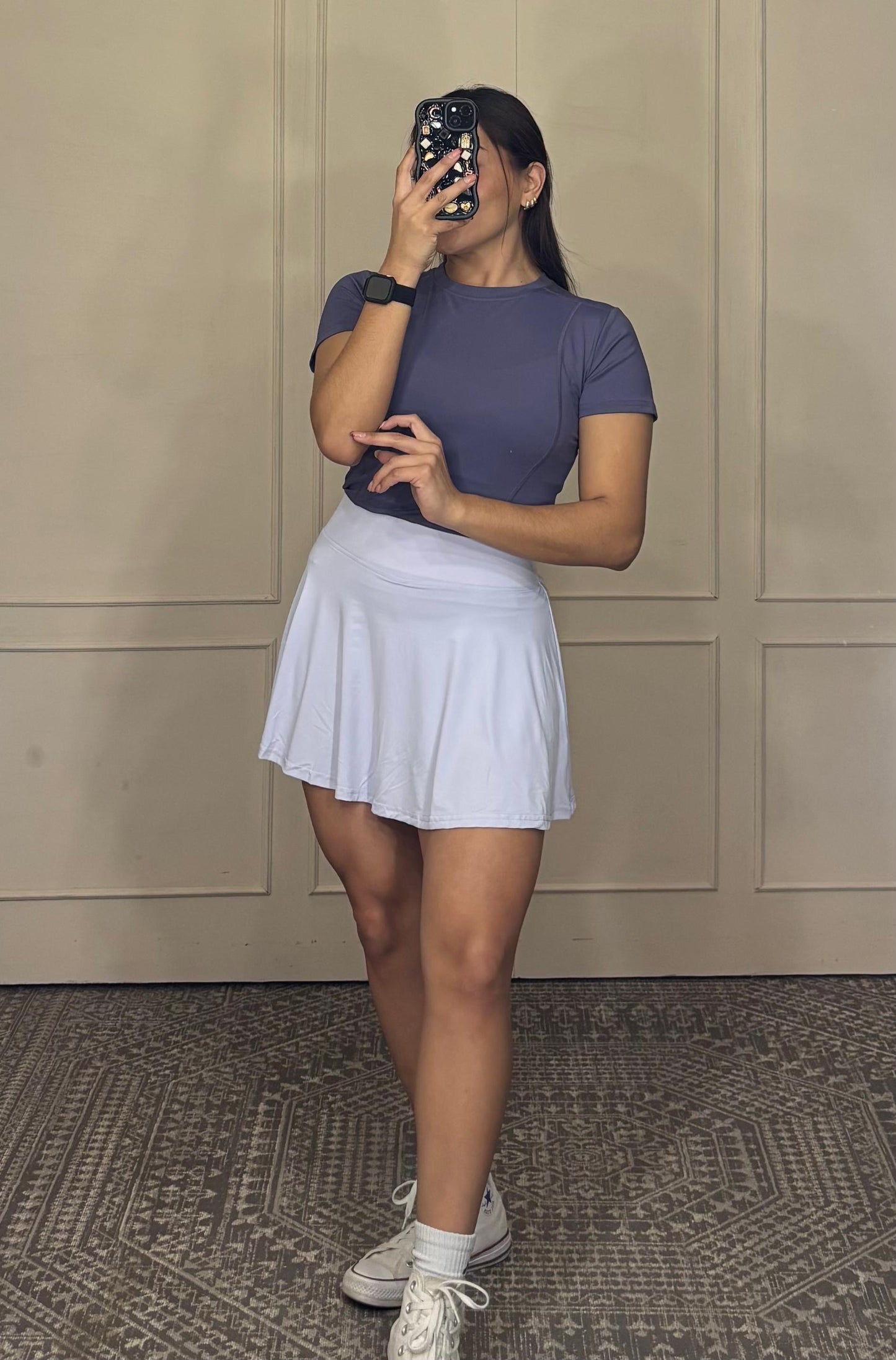 Falda deportiva lisa bolsa trasera