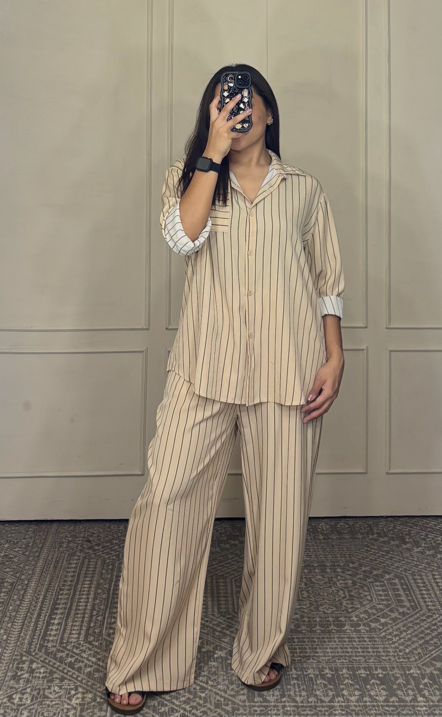 Conjunto rayas pantalón camisa