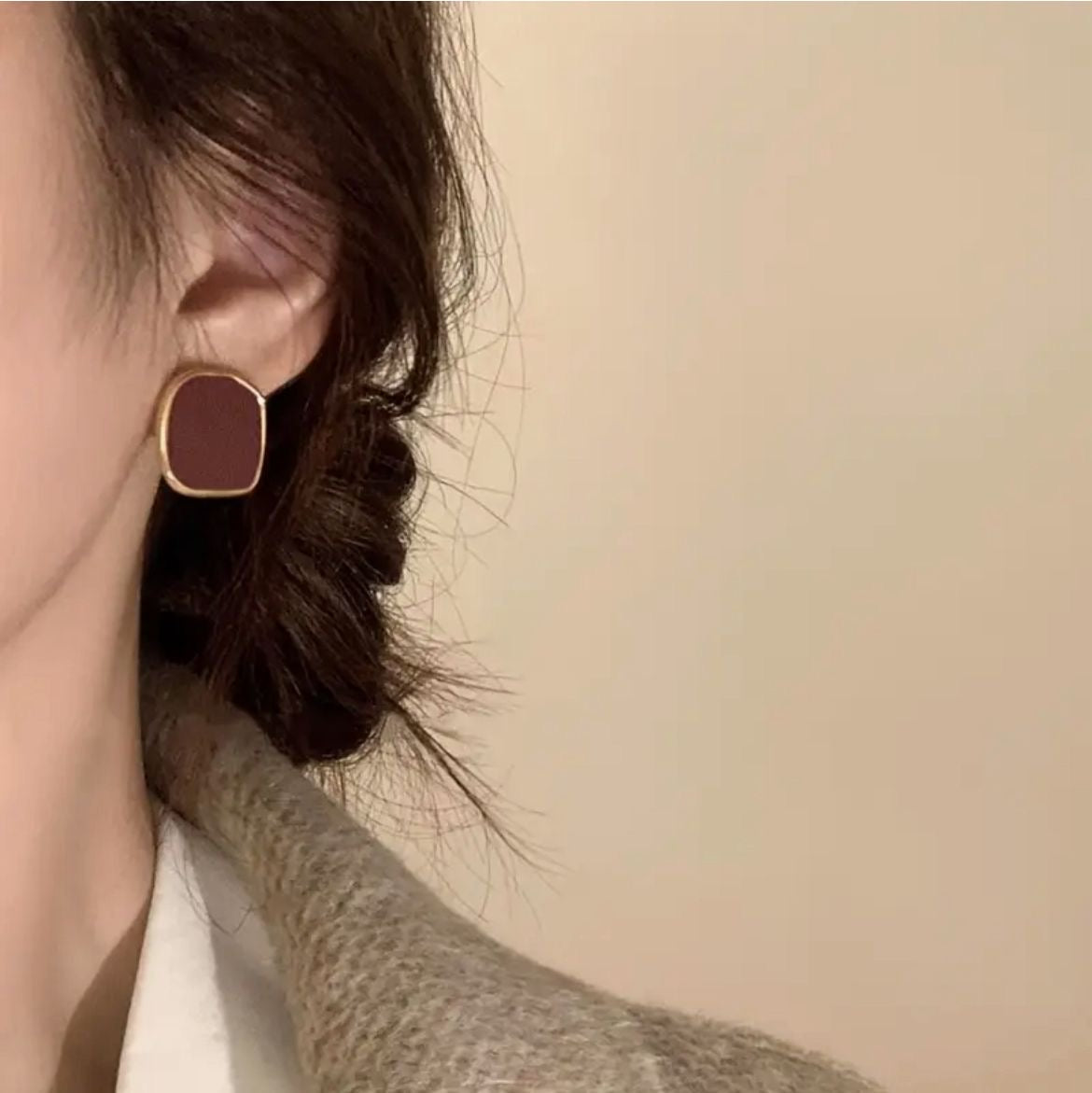 Aretes cuadro cafe