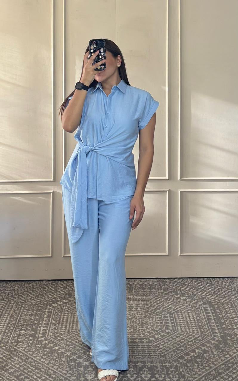 Conjunto 2 piezas pantalón y blusa detalle lateral