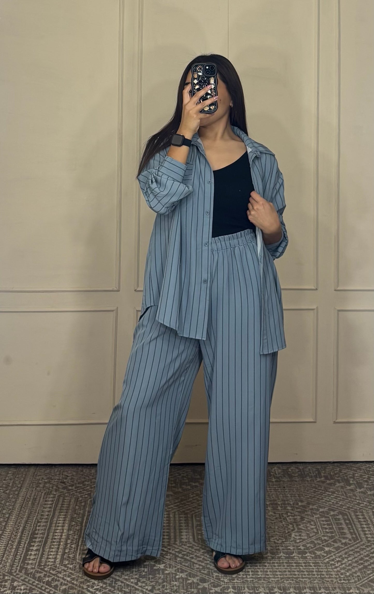 Conjunto rayas pantalón camisa