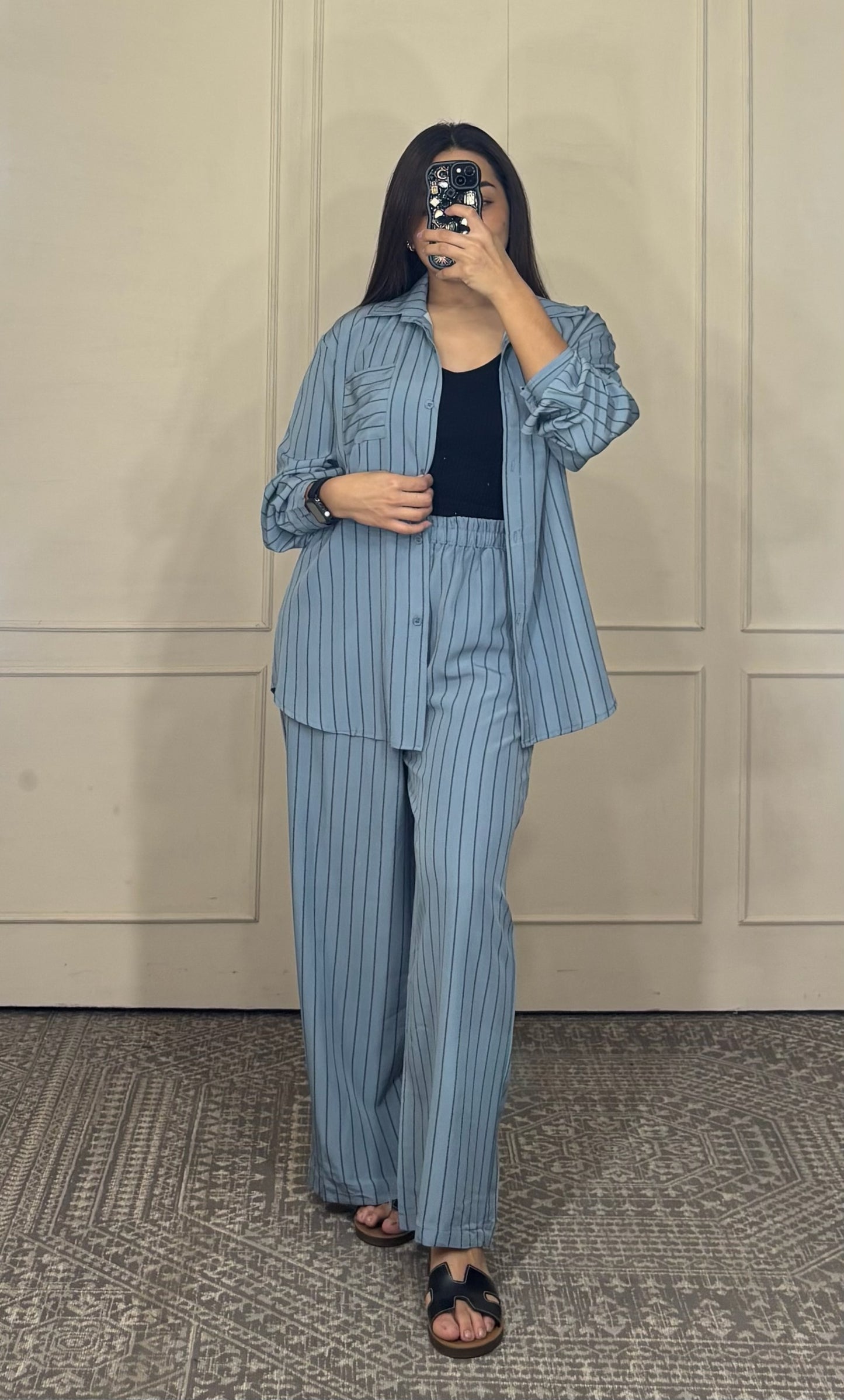 Conjunto rayas pantalón camisa