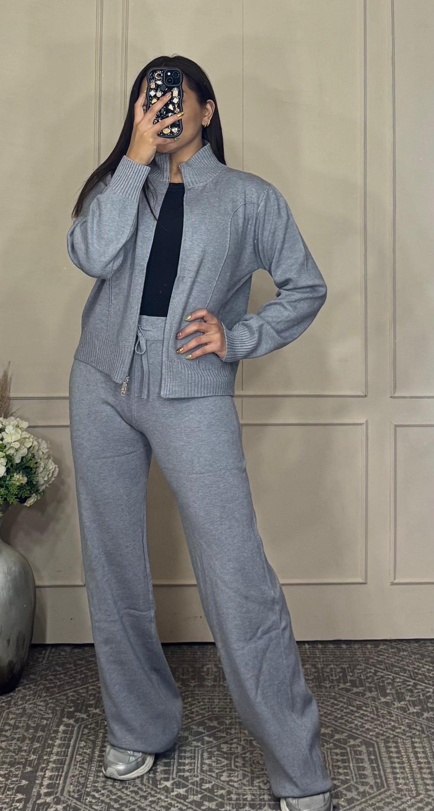 Conjunto 2 piezas sueter zíper y pantalón