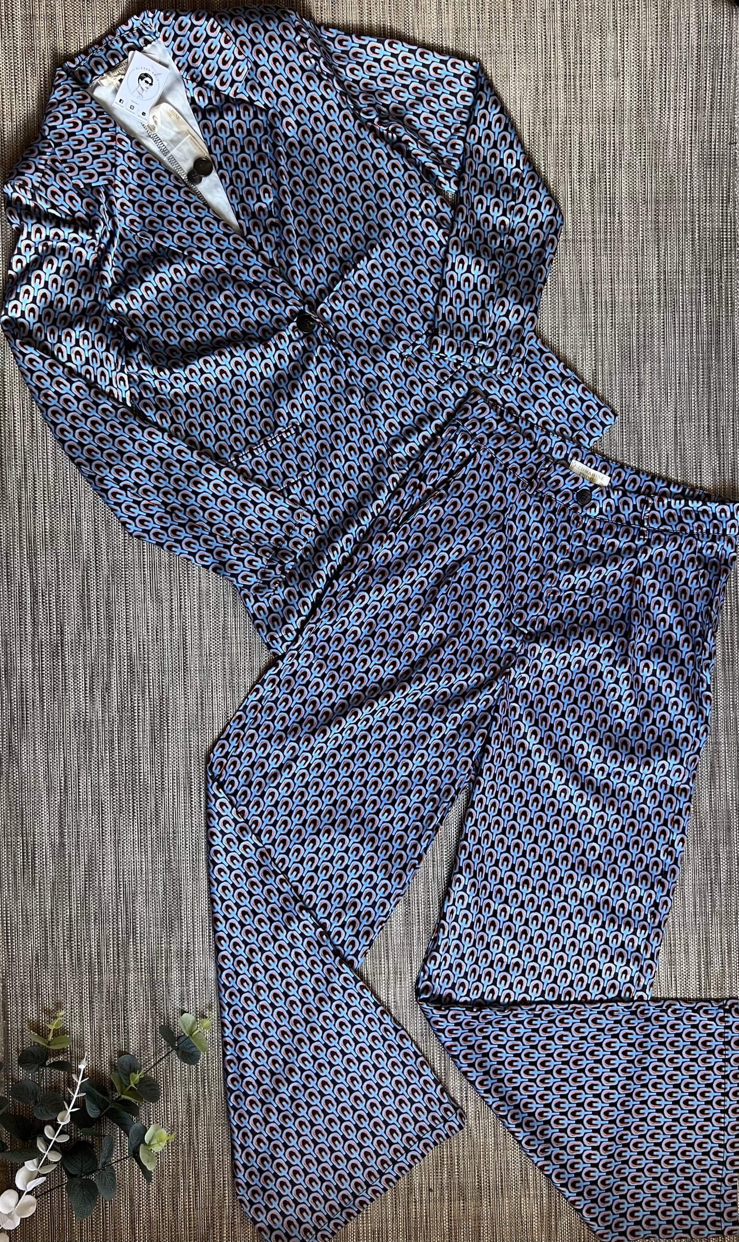 Conjunto vestir pantalon y blazer estampado lattice