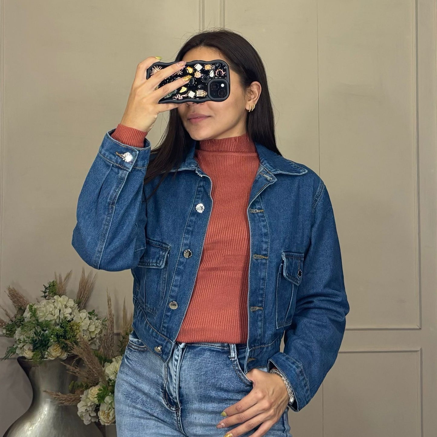 Chaqueta mezclilla elástico atrás