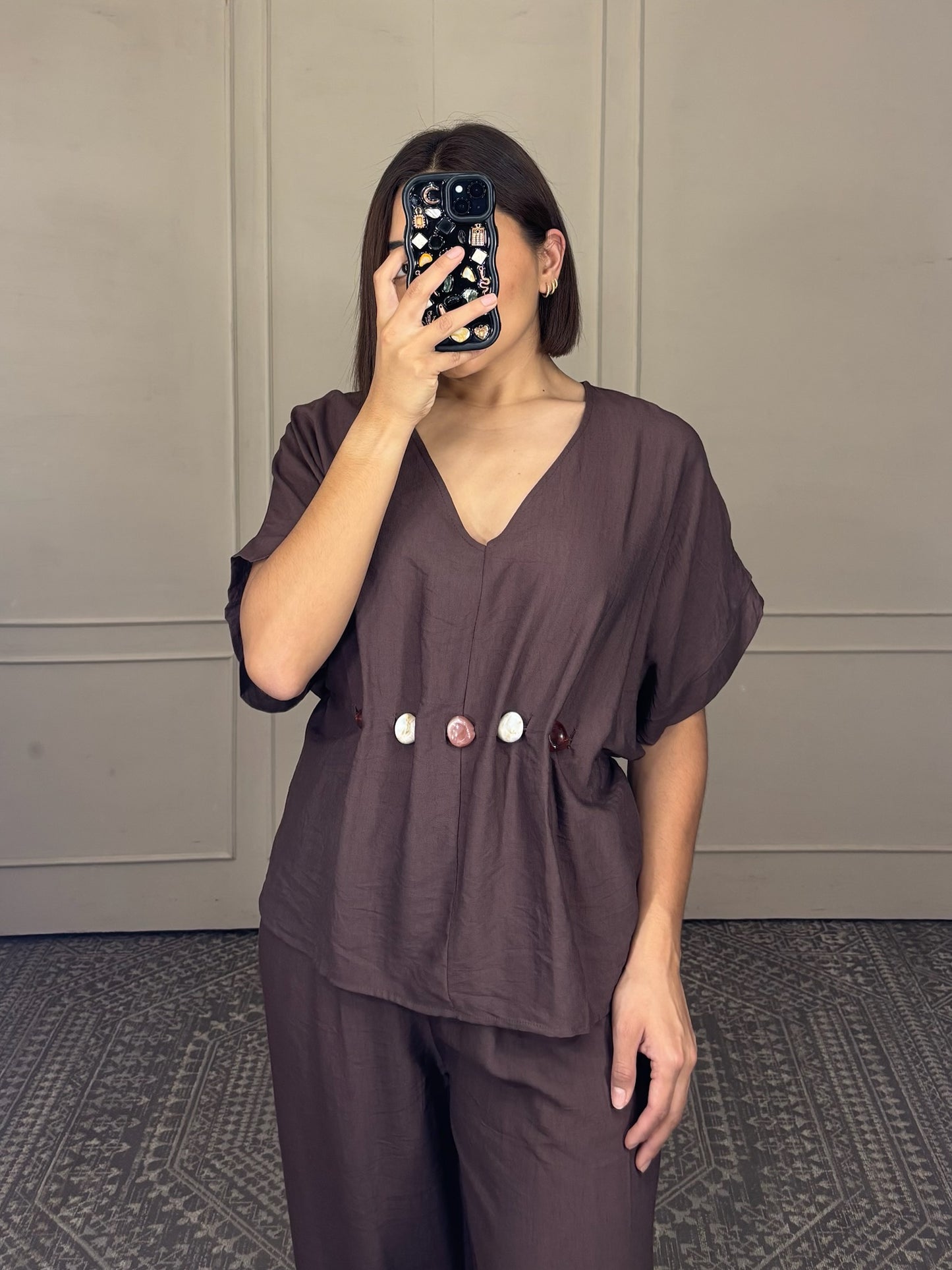 Conjunto piedra blusa y pantalon