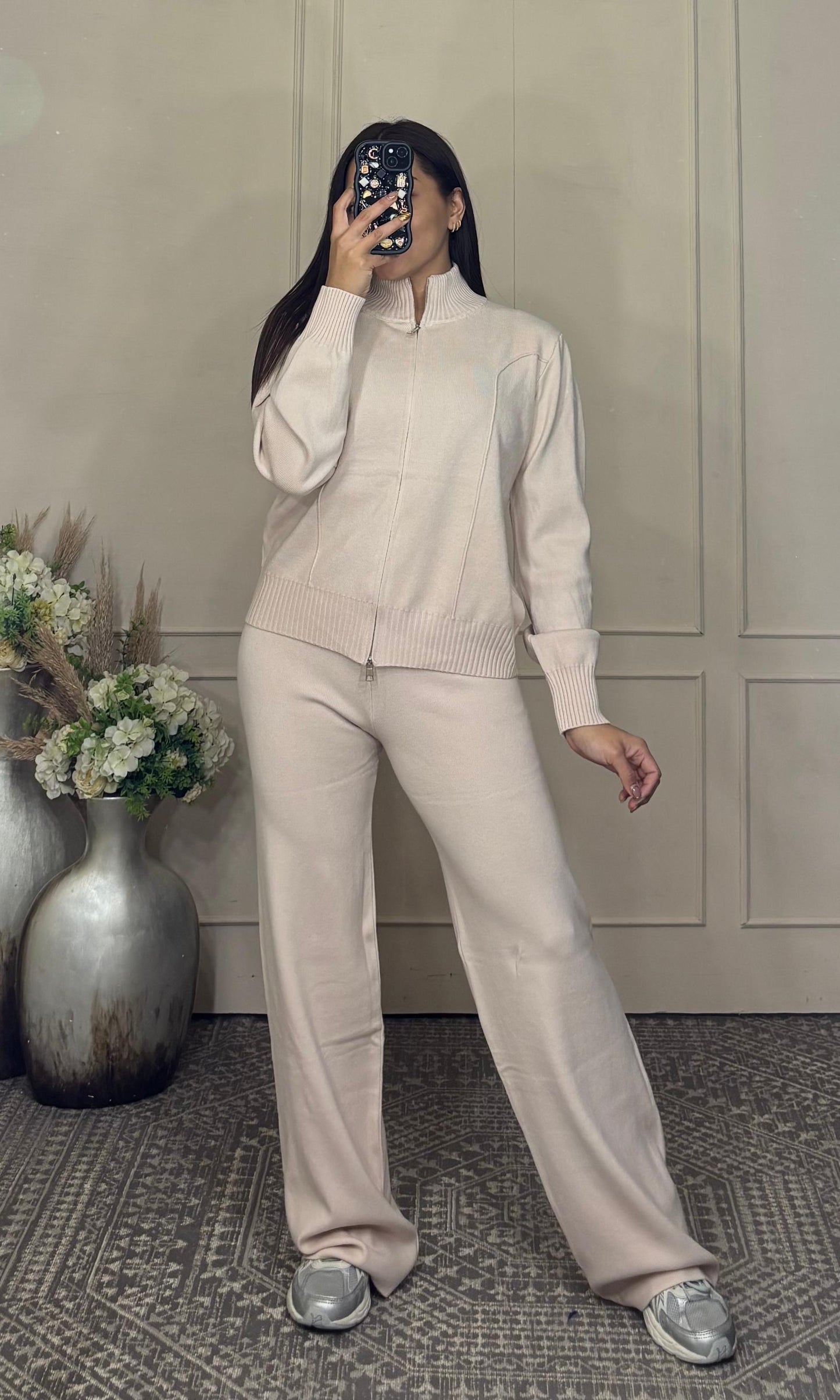 Conjunto 2 piezas sueter zíper y pantalón