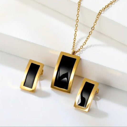 Juego de collar cuadrado negro