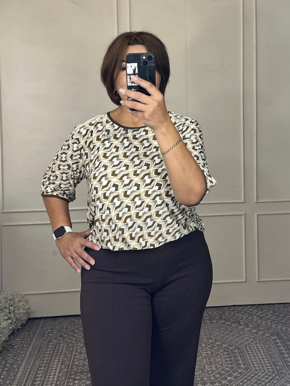 Blusa estampada manga 3/4
