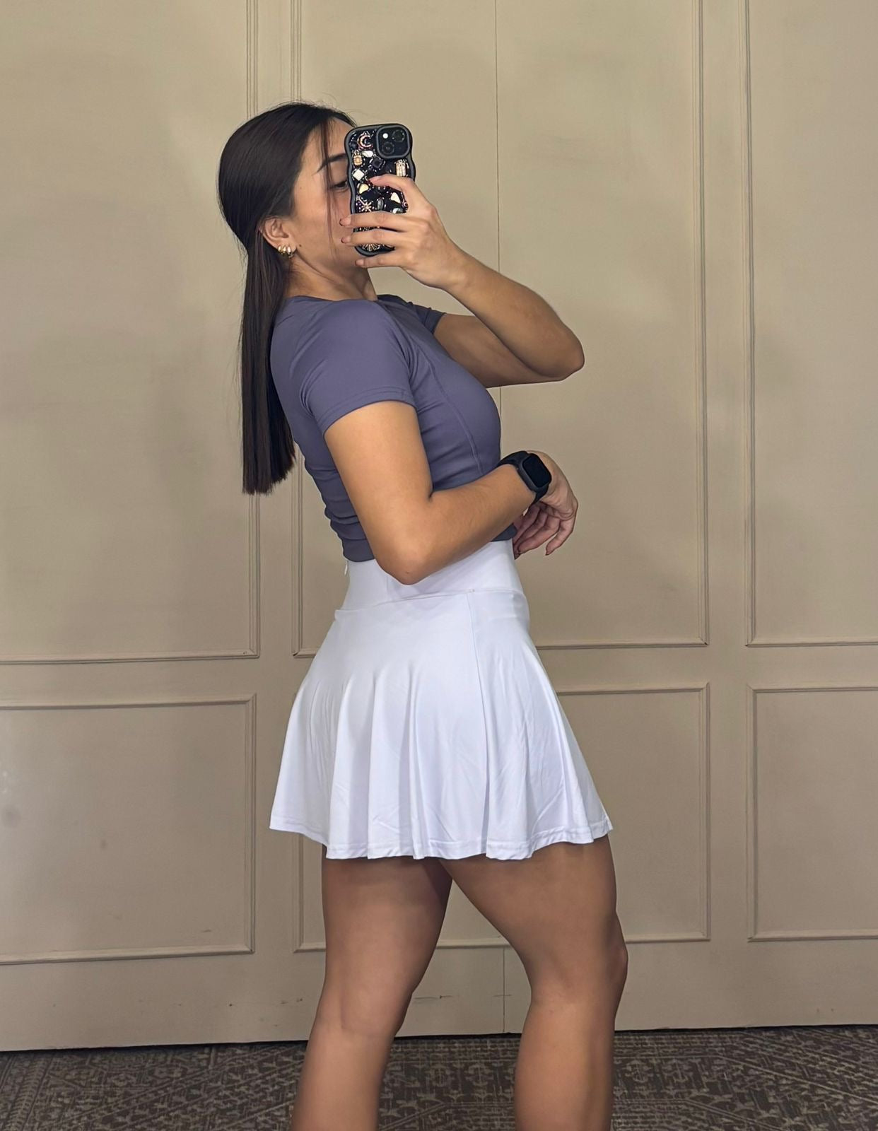 Falda deportiva lisa bolsa trasera