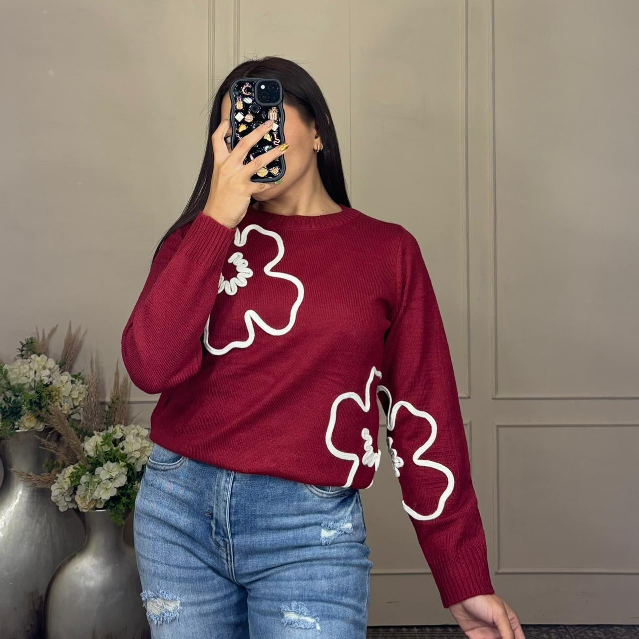 Suéter listón flores