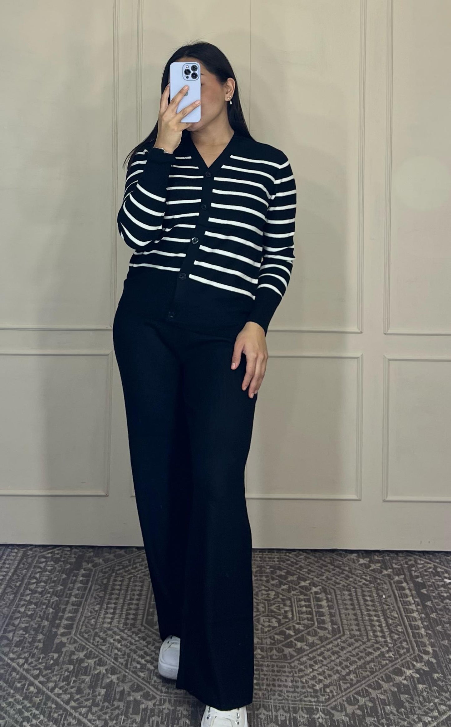 Conjunto basico sueter rayas y pantalon