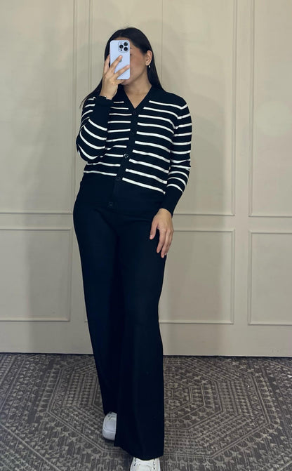 Conjunto basico sueter rayas y pantalon