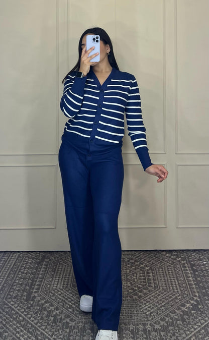 Conjunto basico sueter rayas y pantalon