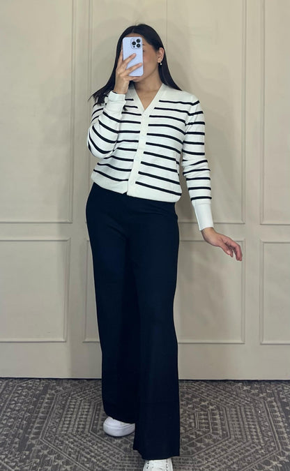 Conjunto basico sueter rayas y pantalon