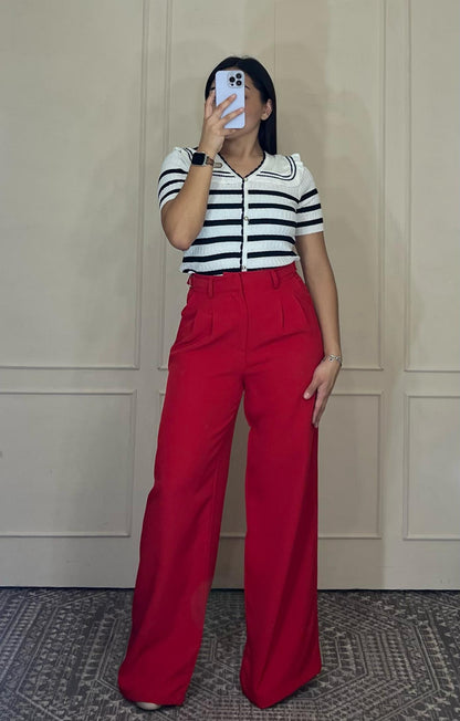 Pantalon de vestir corte recto hebilla cintura