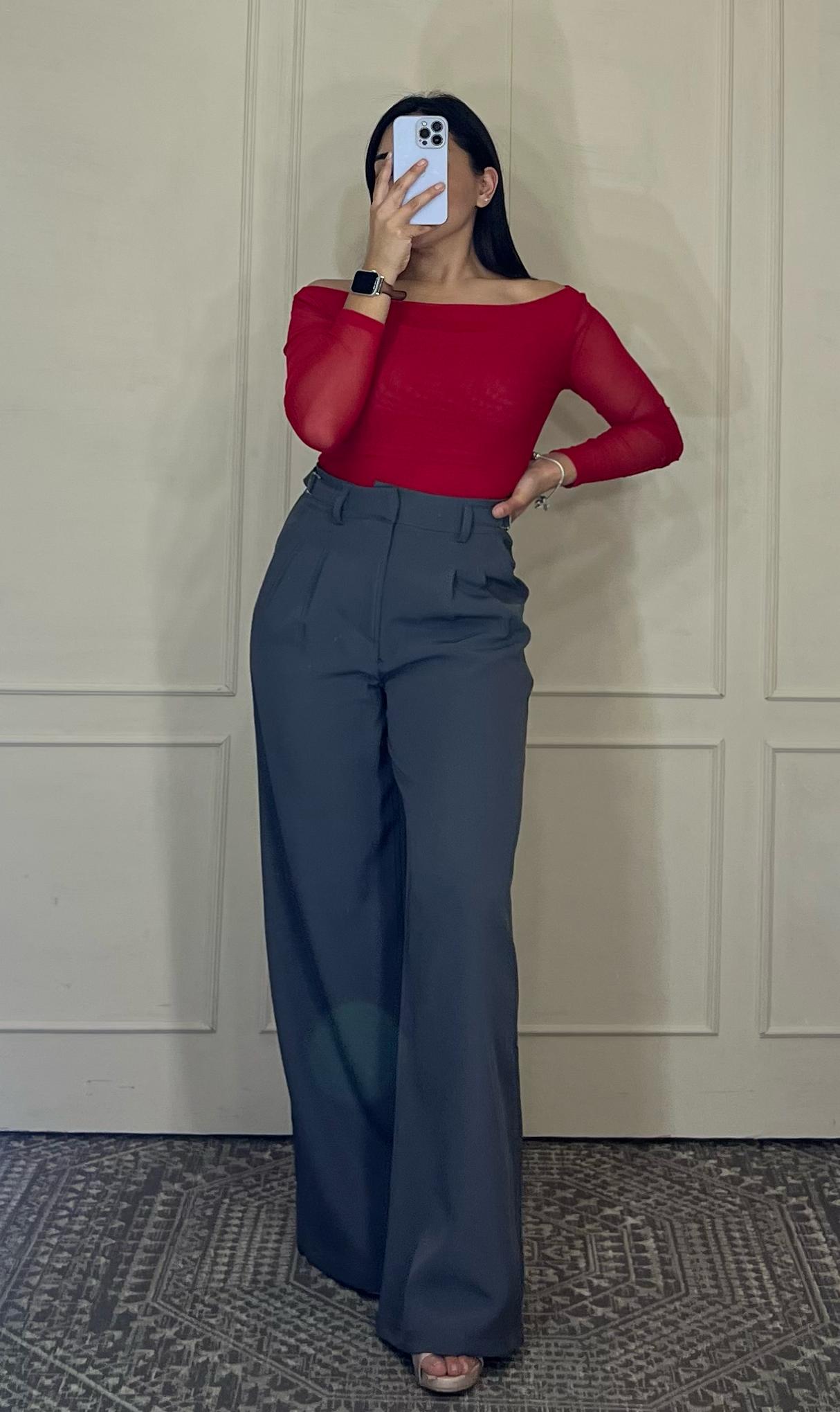 Pantalon de vestir corte recto hebilla cintura