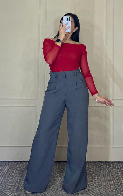 Pantalon de vestir corte recto hebilla cintura