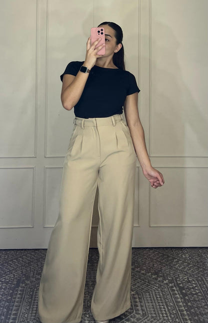 Pantalon de vestir corte recto hebilla cintura