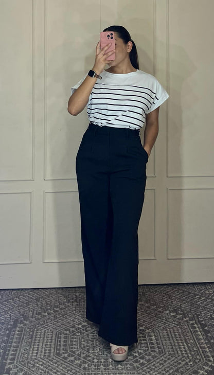 Pantalon de vestir corte recto hebilla cintura