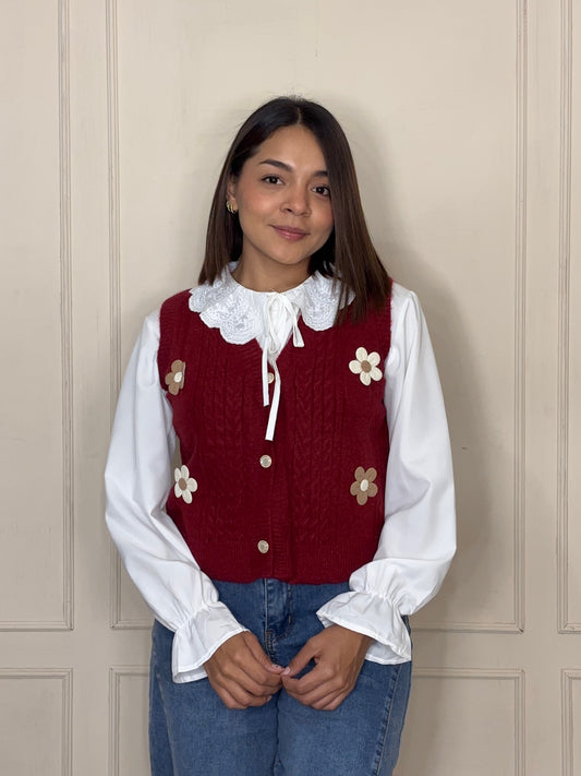 Blusa Olga · Chaleco y Blusa Cuello Baby