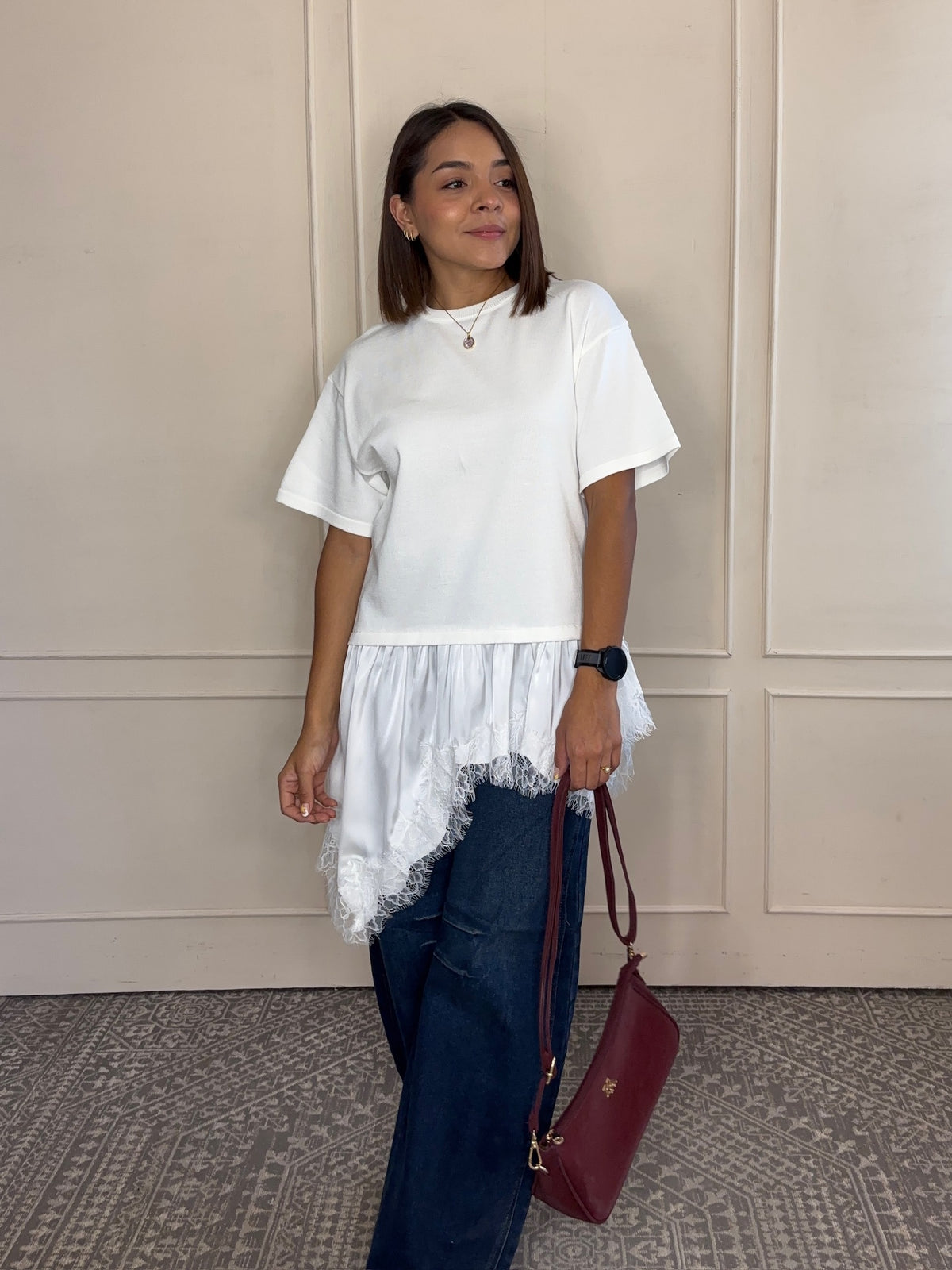 Blusa Alma · Holán de Satín con Encaje