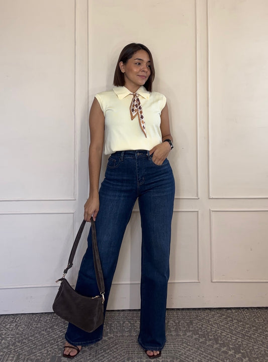 Pantalon de mezclilla wide leg