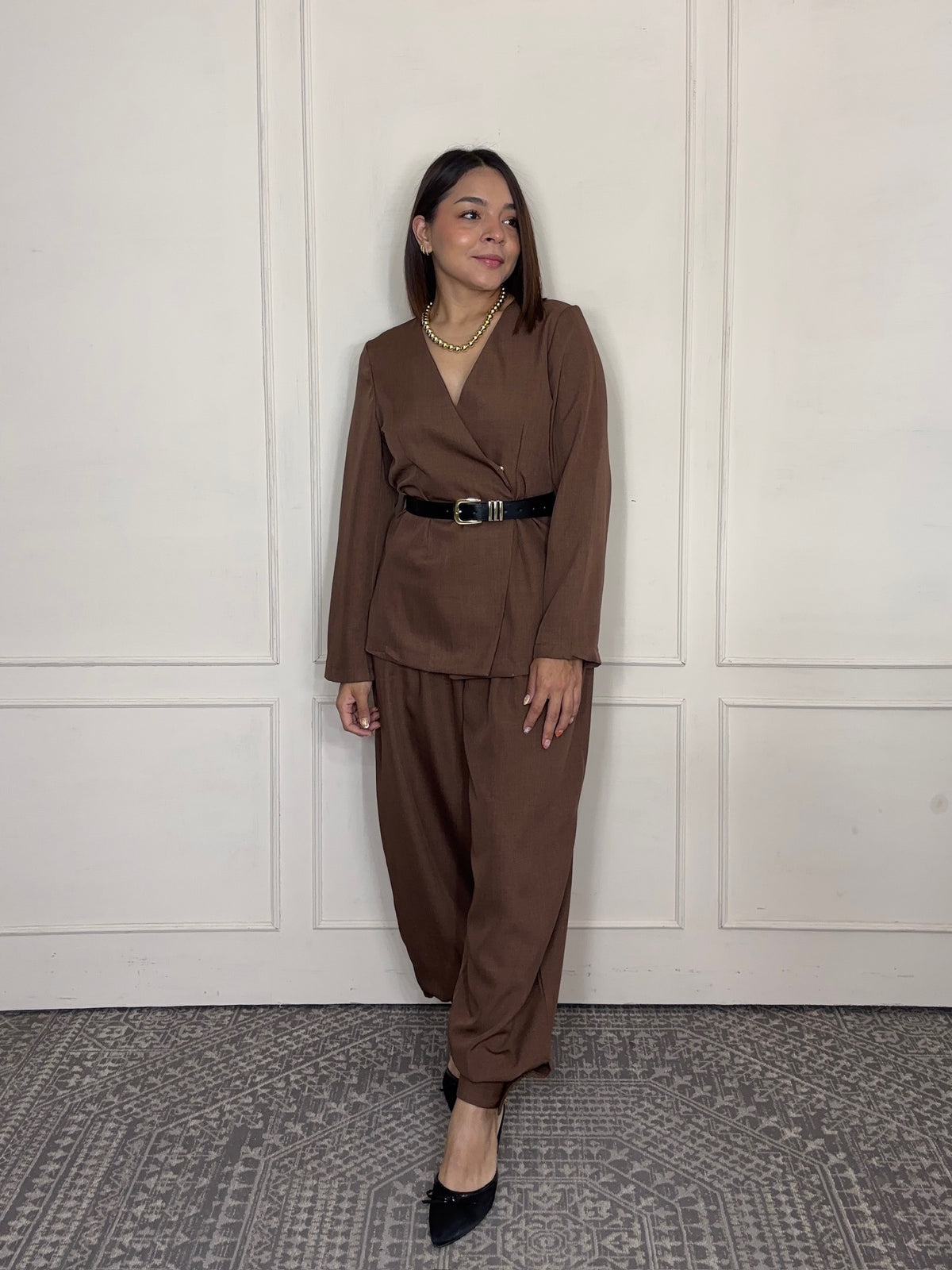 Conjunto Elisa · Blusa Cruzada y Pantalón Globo