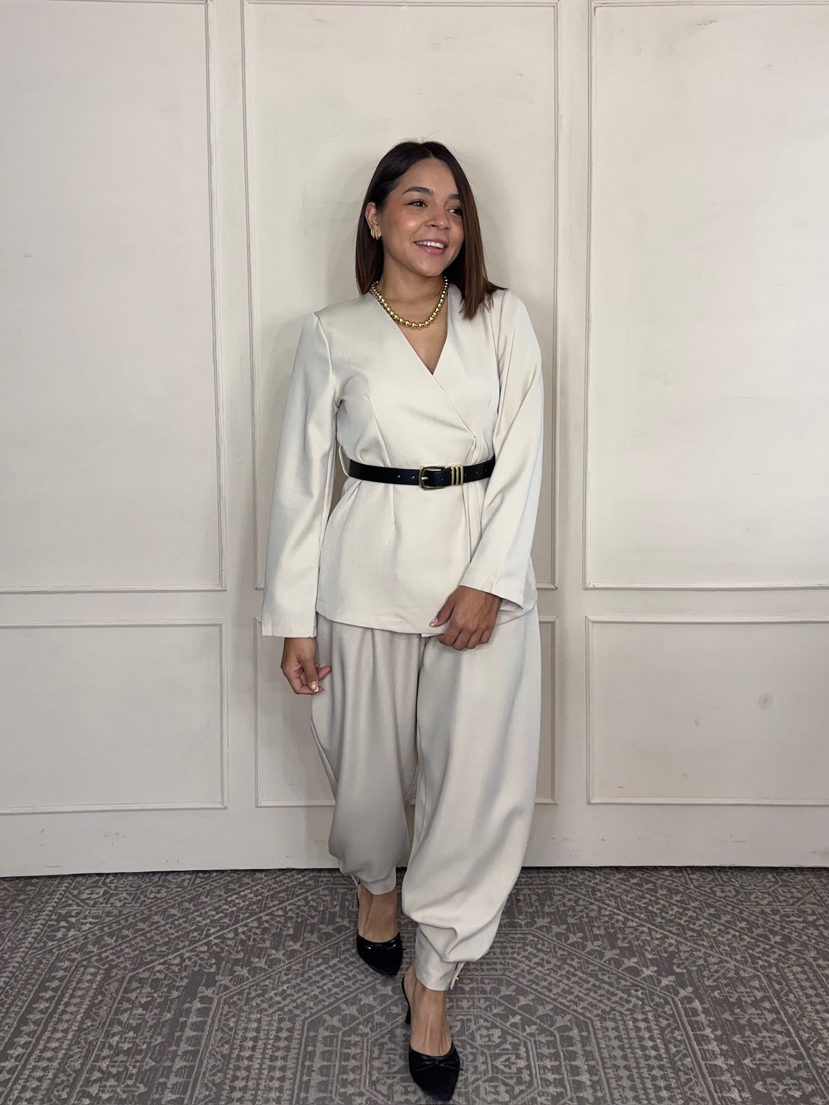 Conjunto Elisa · Blusa Cruzada y Pantalón Globo