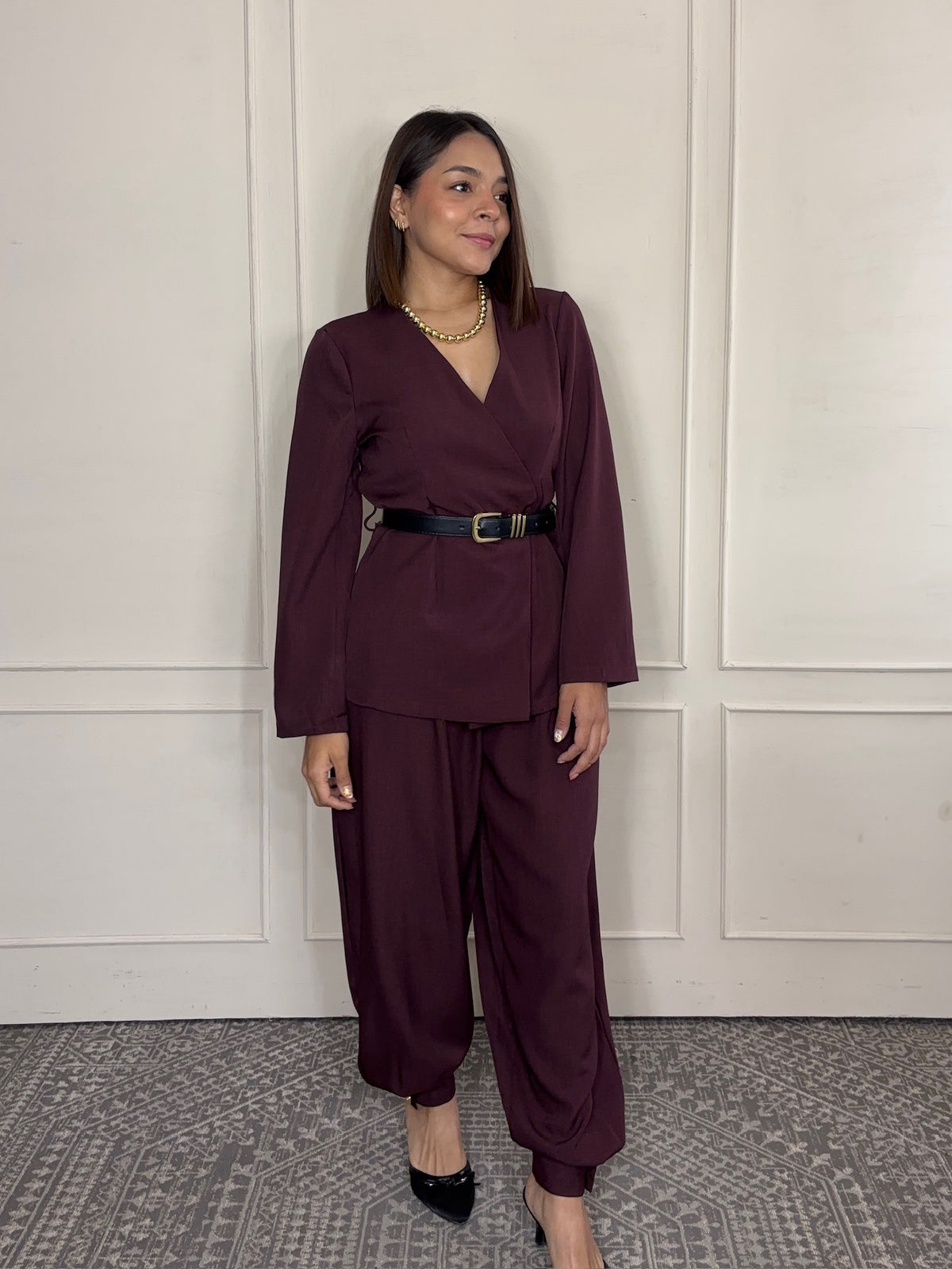 Conjunto Elisa · Blusa Cruzada y Pantalón Globo