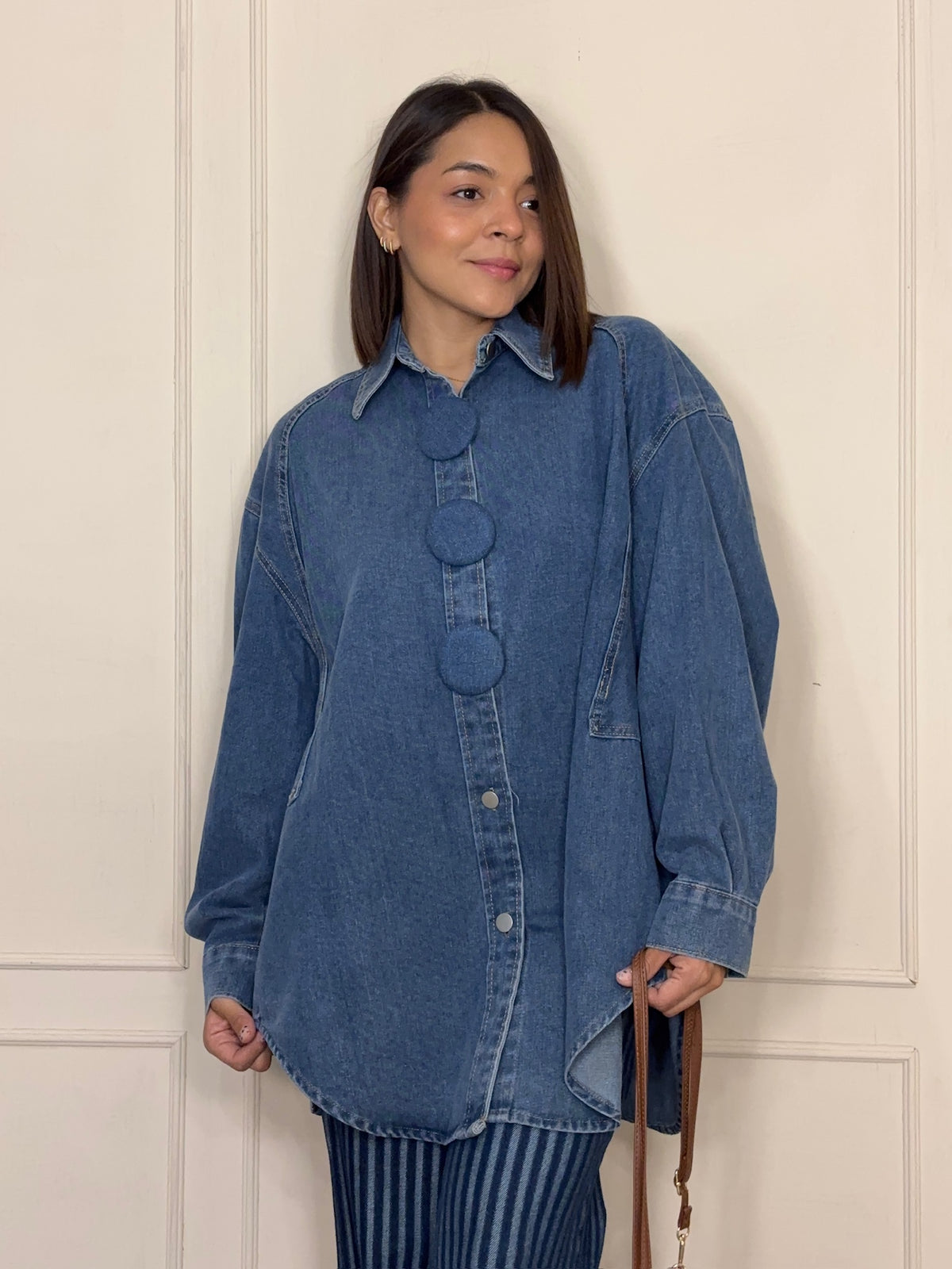Chaqueta Verónica · Mezclilla Botones Forrados