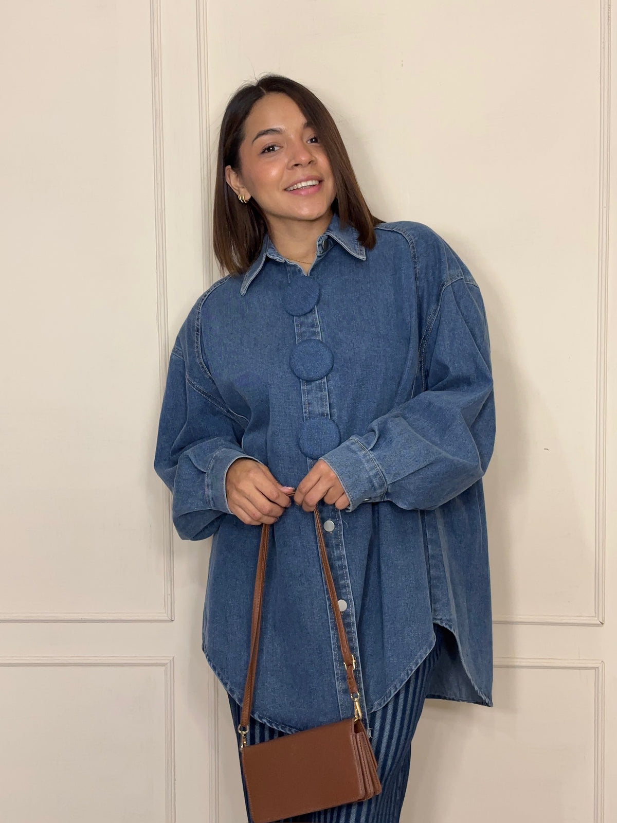 Chaqueta Verónica · Mezclilla Botones Forrados