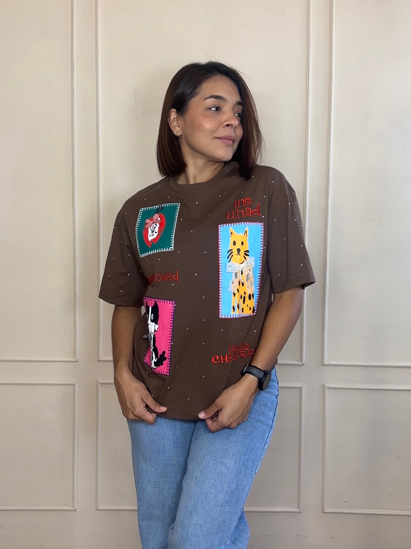 Playera gatitos oversize