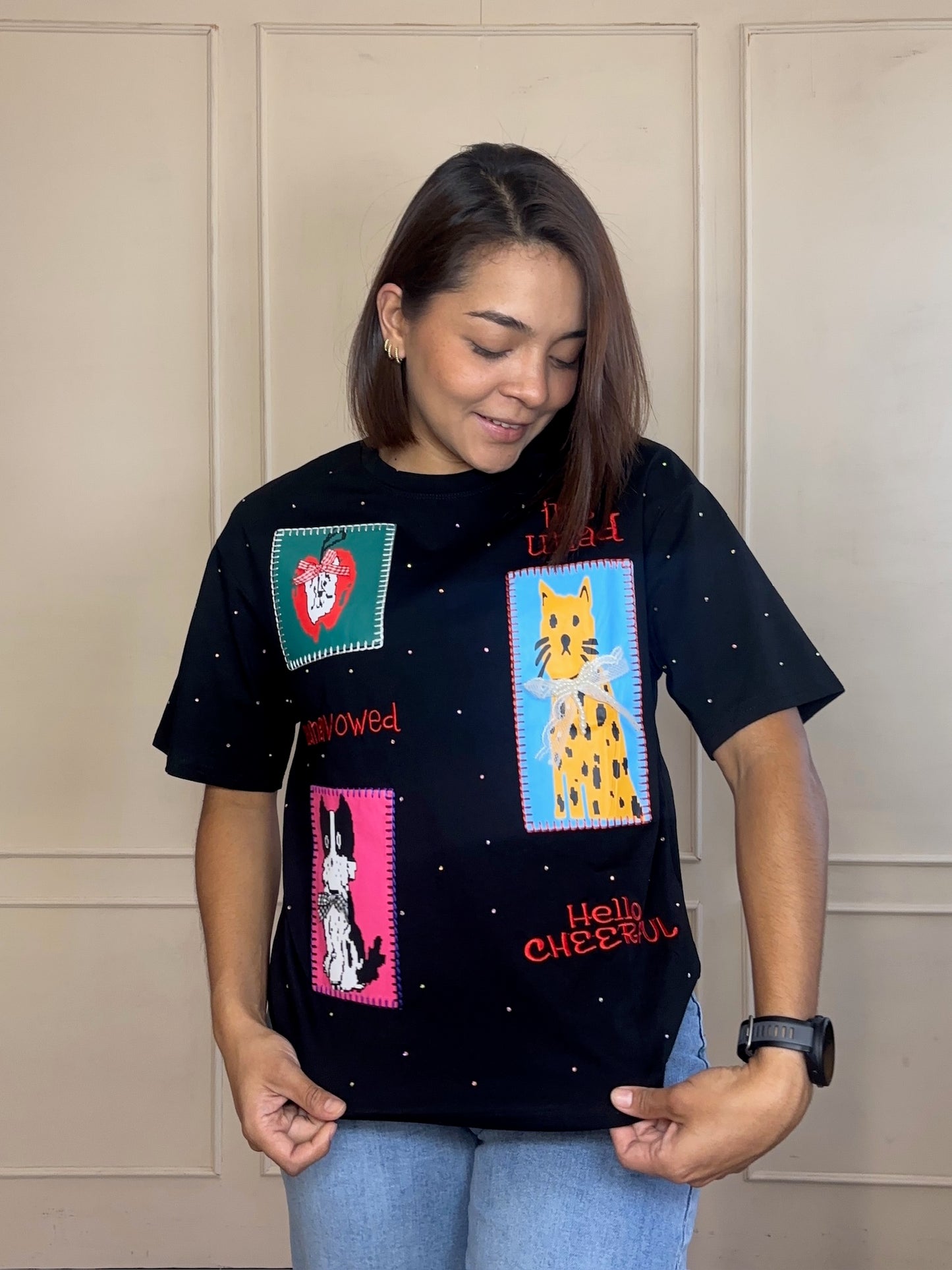 Playera gatitos oversize