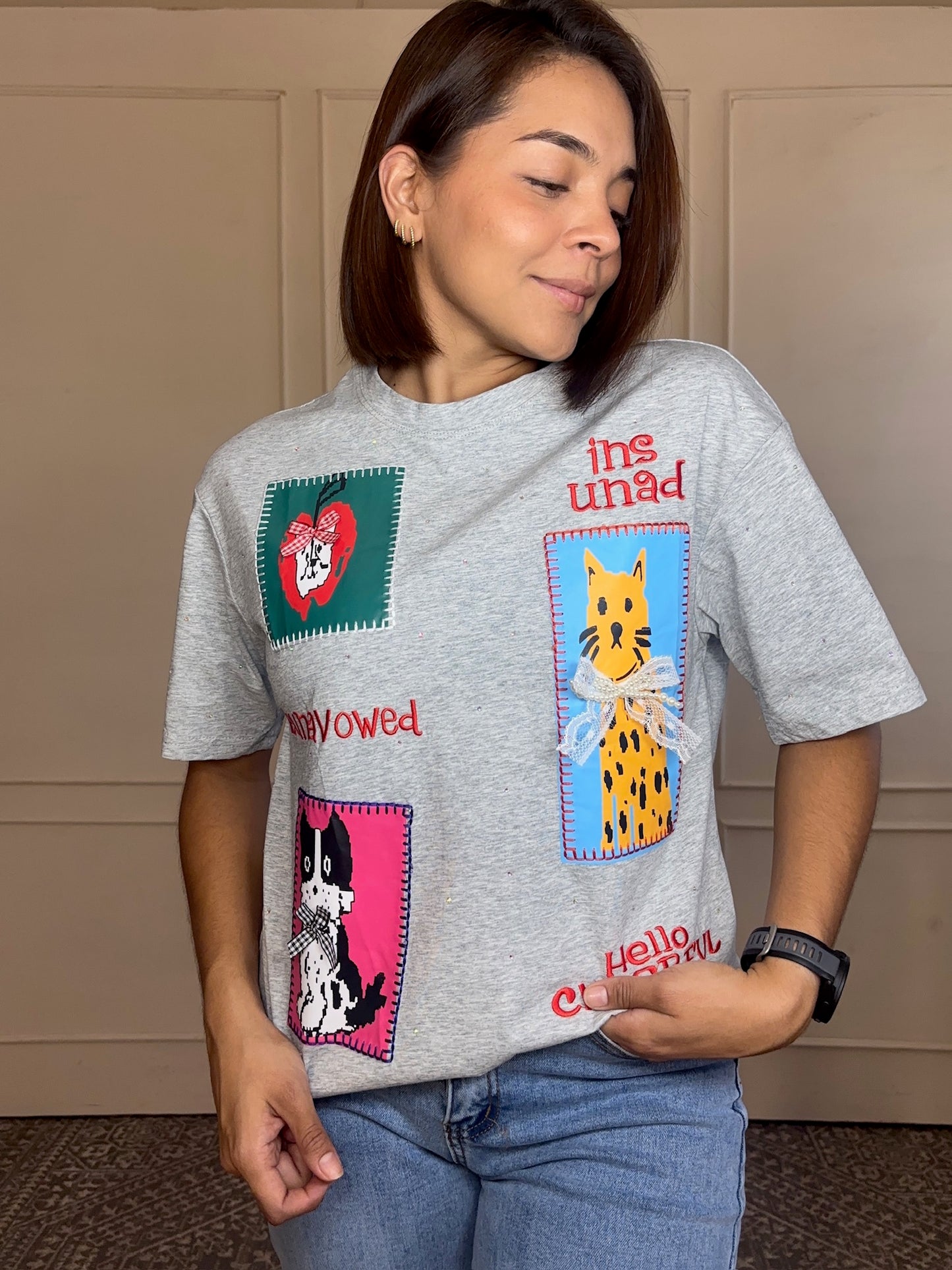 Playera gatitos oversize