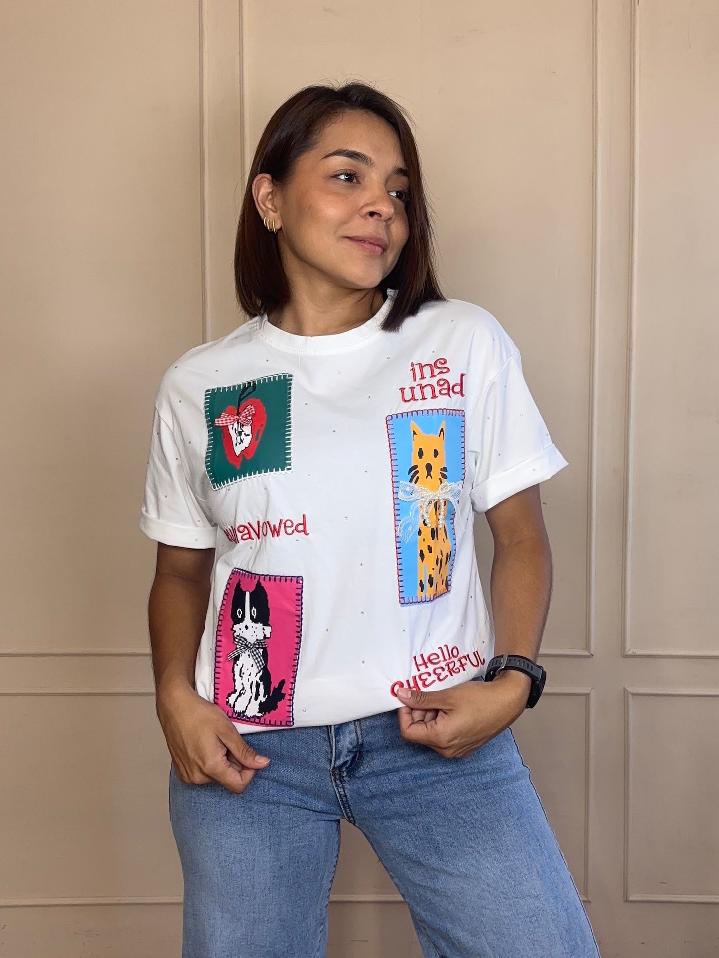 Playera gatitos oversize