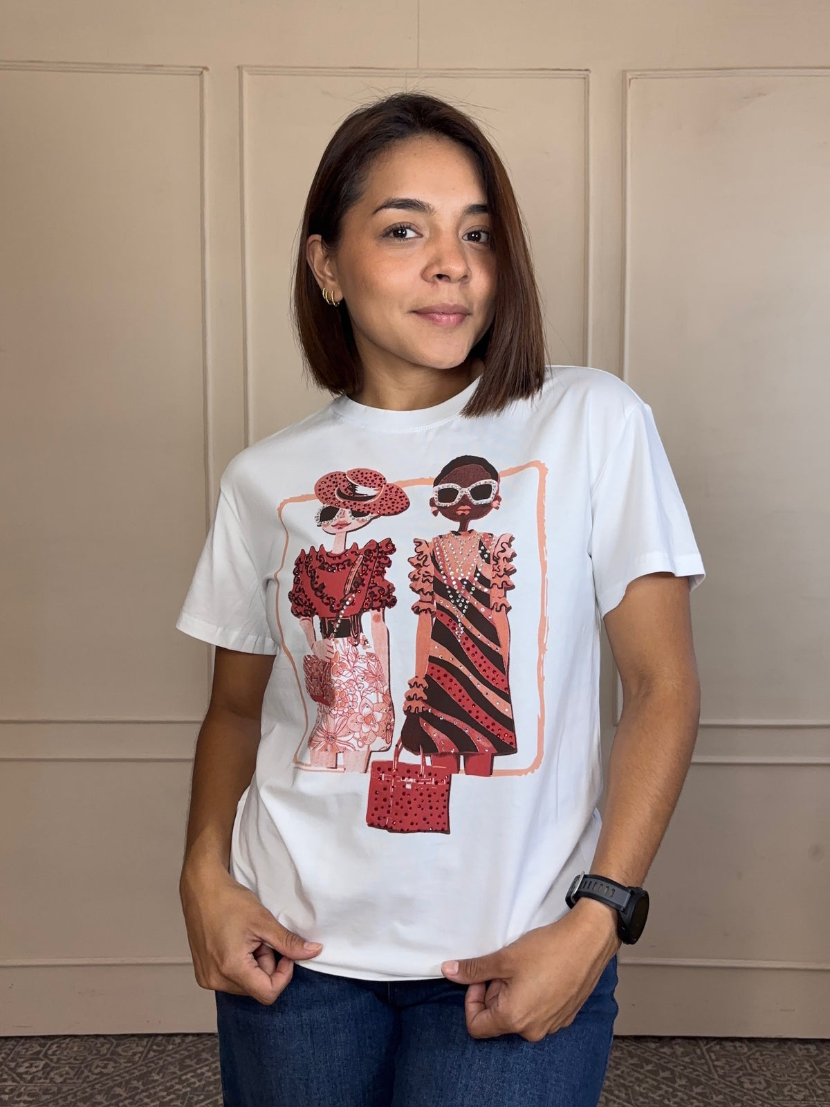 Playera mona brillitos