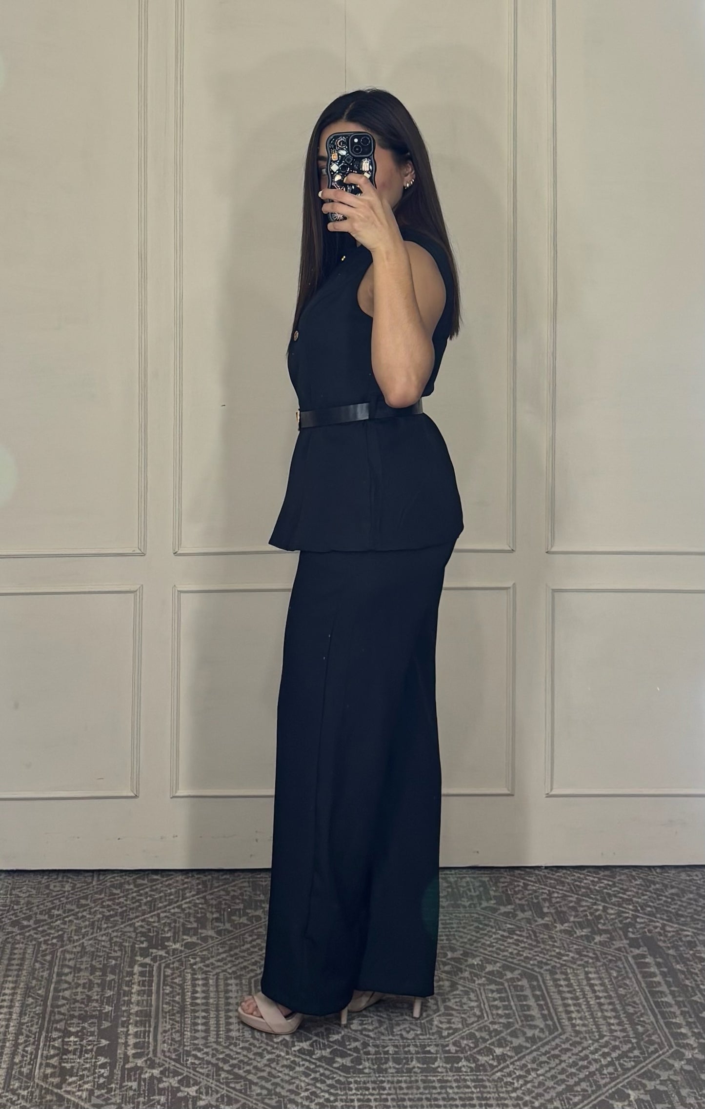 Conjunto vestir  pantalon y saco sin mangas