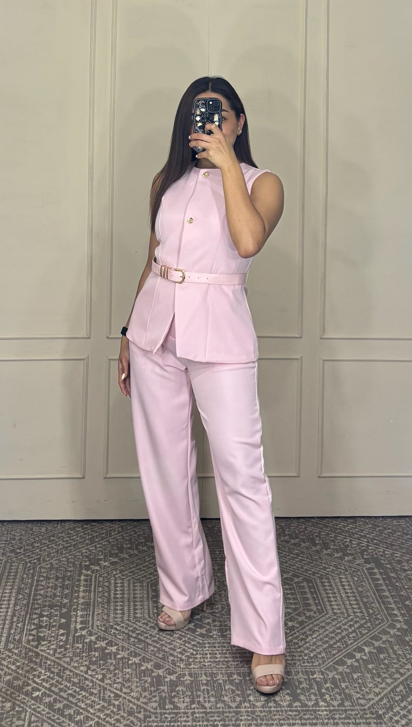 Conjunto vestir  pantalon y saco sin mangas