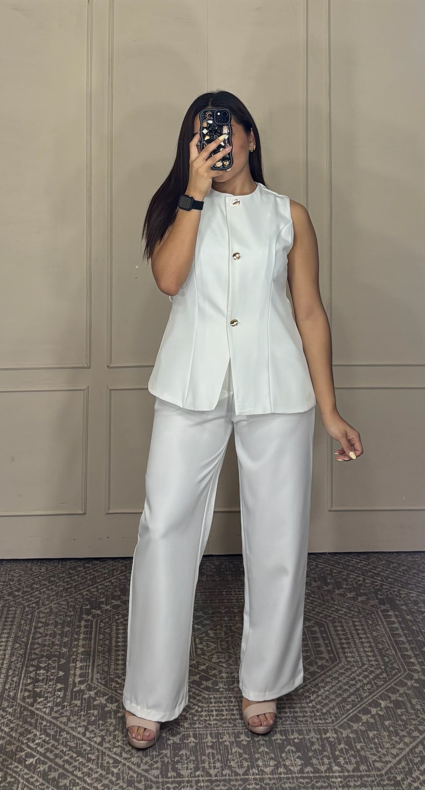 Conjunto vestir  pantalon y saco sin mangas
