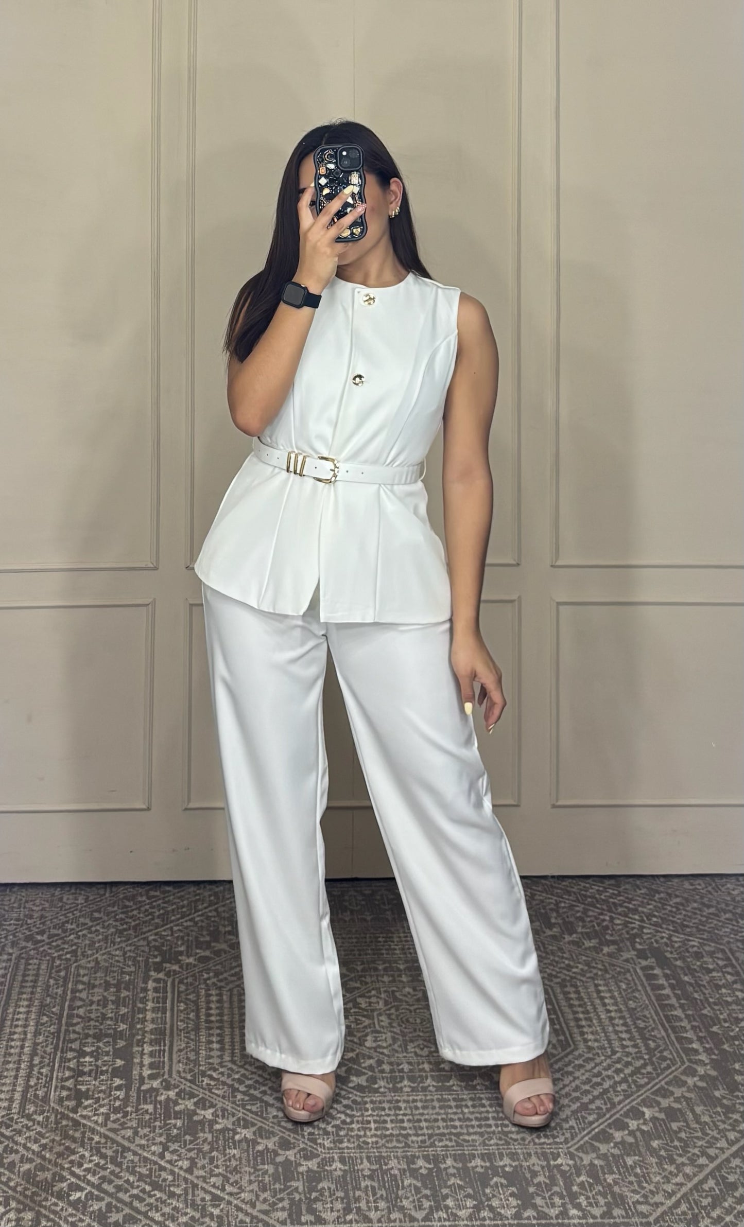 Conjunto vestir  pantalon y saco sin mangas