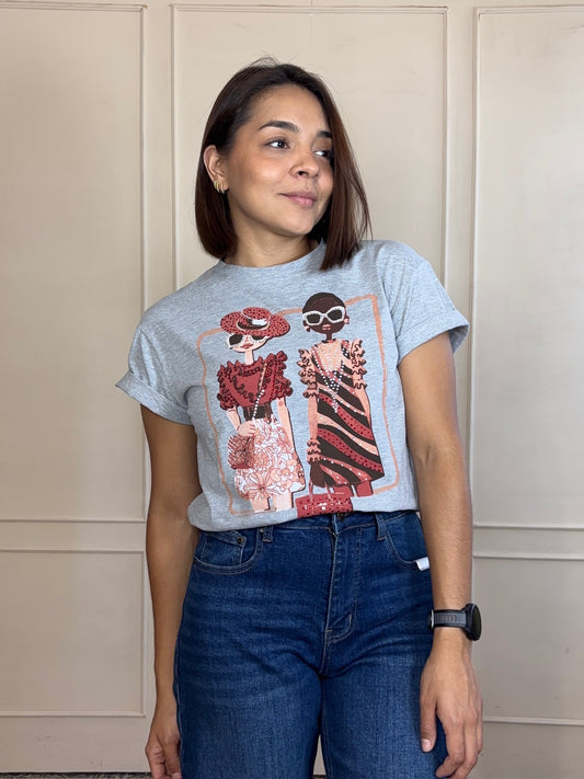 Playera mona brillitos
