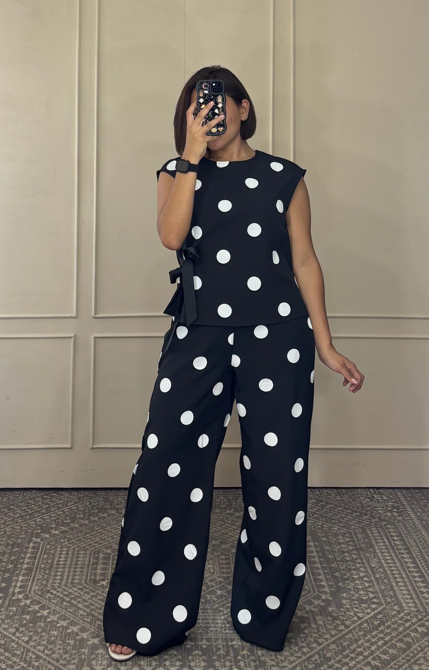 Conjunto Lunares Blusa y Pantalón Wide Leg