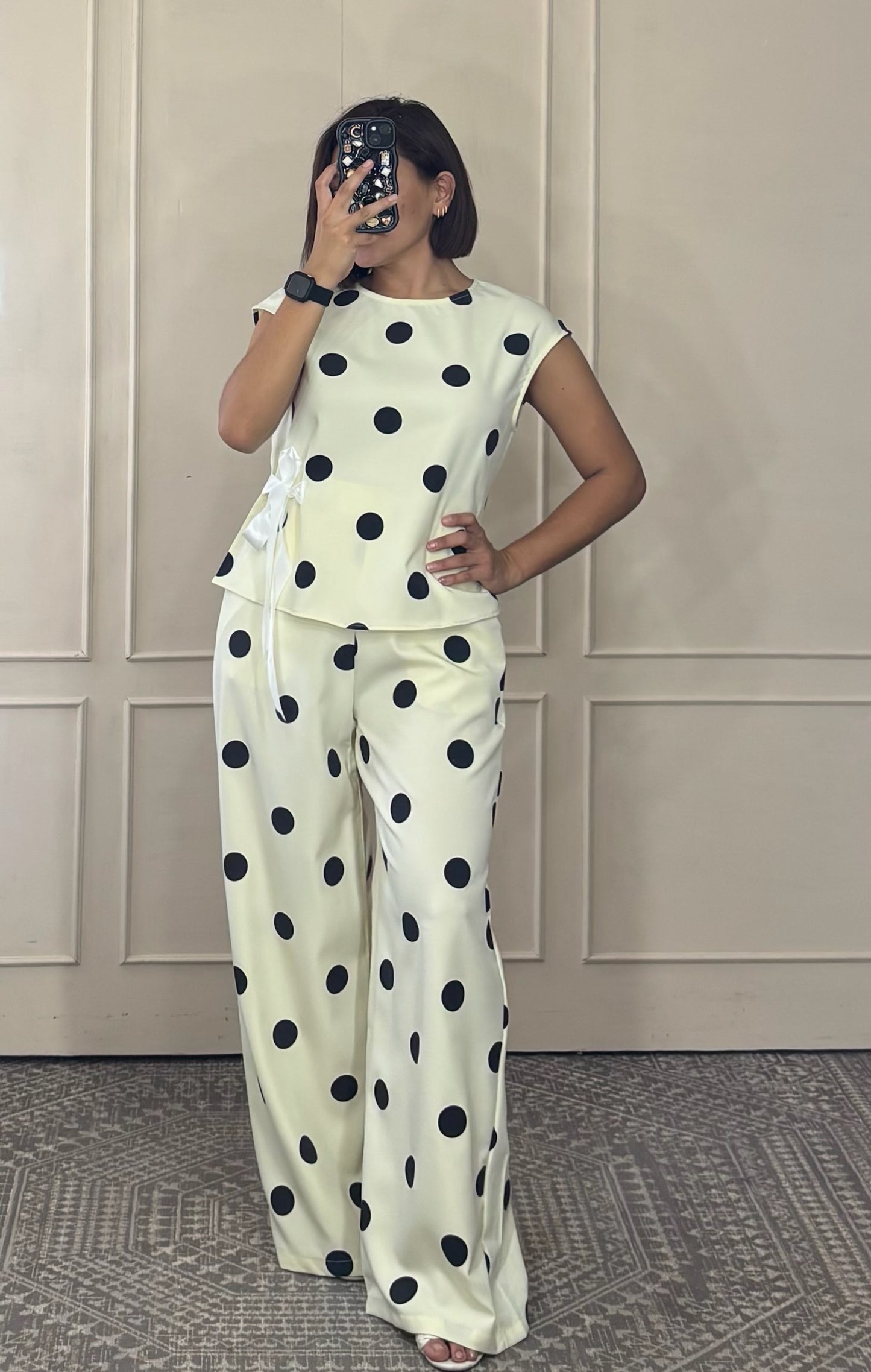 Conjunto Lunares Blusa y Pantalón Wide Leg