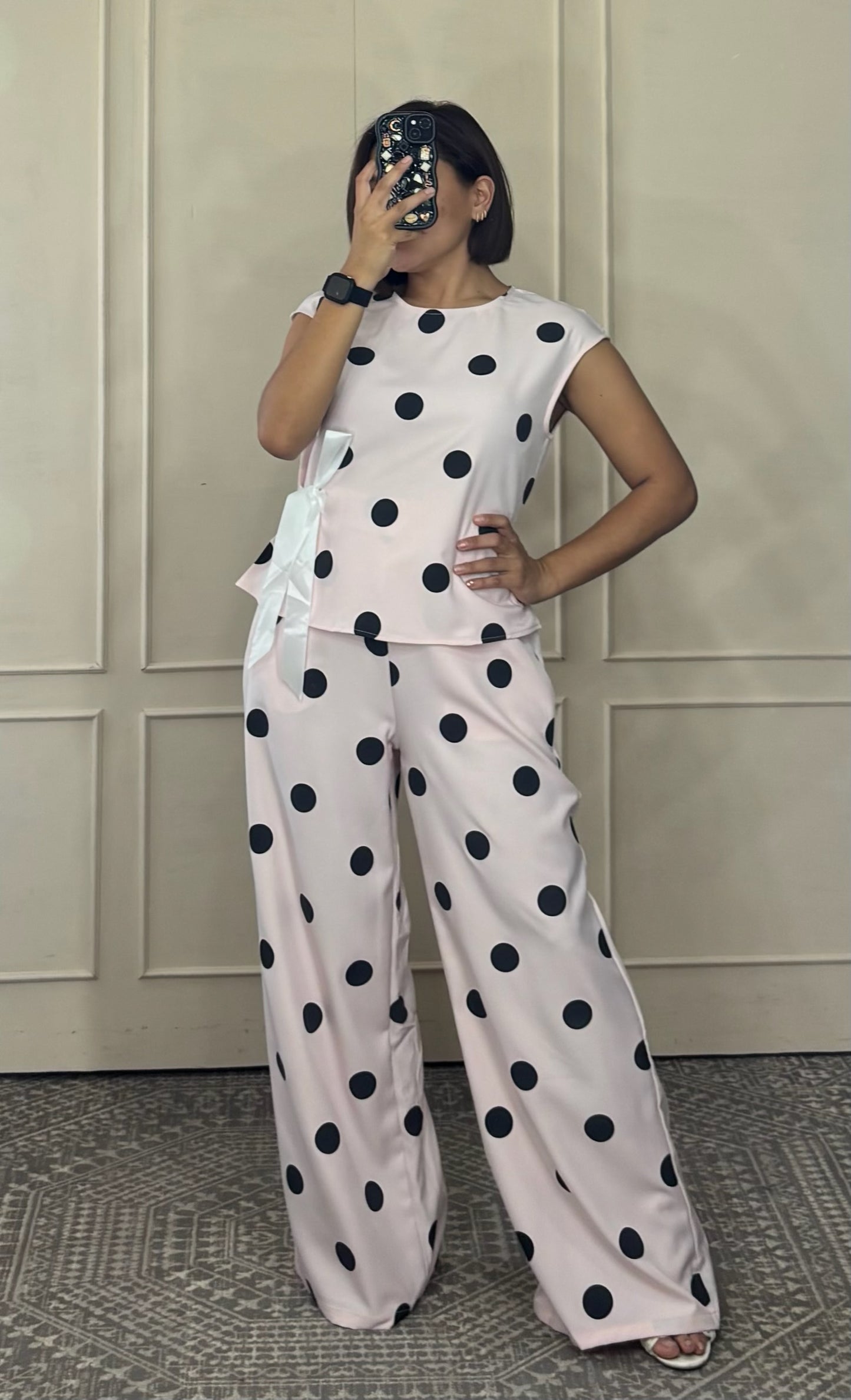 Conjunto Lunares Blusa y Pantalón Wide Leg